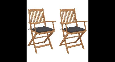 Tuinstoelen 2 st inklapbaar met kussens massief acaciahout