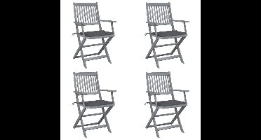 Tuinstoelen 4 st inklapbaar met kussens massief acaciahout