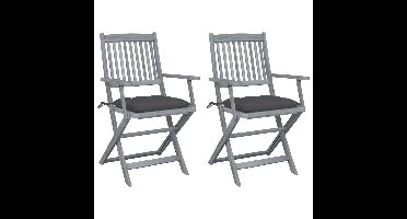 Tuinstoelen 2 st inklapbaar met kussens massief acaciahout