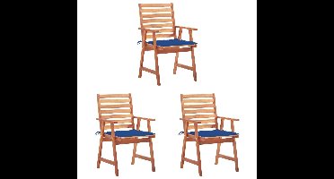 Tuinstoelen 3 st met kussens massief acaciahout