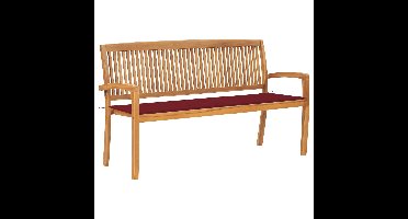 Tuinbank stapelbaar met kussen 159 cm massief teakhout