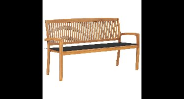 Tuinbank stapelbaar met kussen 159 cm massief teakhout