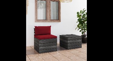 2-delige Loungeset met kussens pallet massief grenenhout