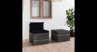 2-delige Loungeset met kussens pallet massief grenenhout