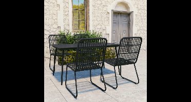 5-delige Tuinset poly rattan en glas