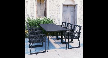 7-delige Tuinset PVC-rattan zwart