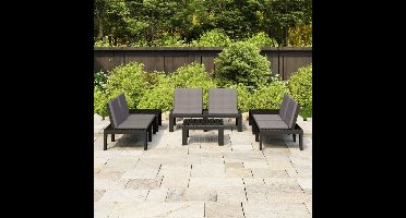 6-delige Loungeset met kussens kunststof grijs