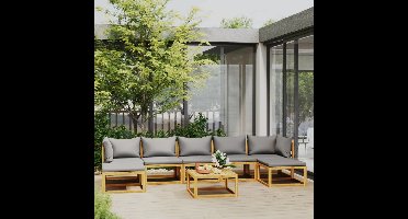 8-delige Loungeset met kussens massief acaciahout