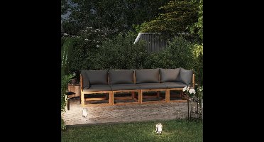 Tuinbank 4-zits met kussen massief acaciahout
