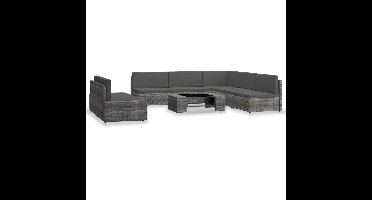 7-delige Loungeset poly rattan grijs