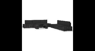 7-delige Loungeset poly rattan zwart