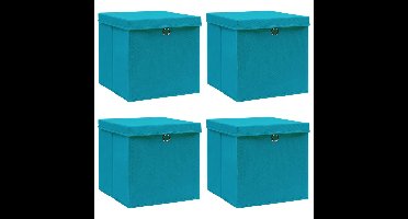 Opbergboxen met deksels 4 st 32x32x32 cm stof babyblauw