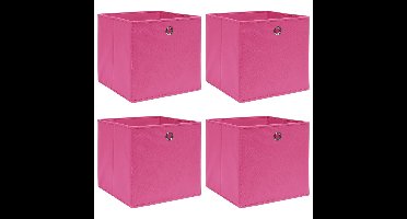 Opbergboxen 4 st 32x32x32 cm stof roze