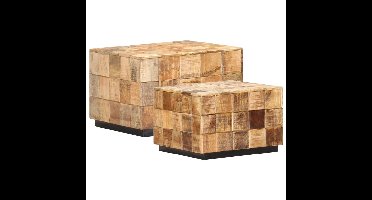 Salontafels 2 st blokontwerp ruw mangohout