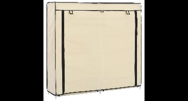 Schoenenkast met hoes 115x28x110 cm stof crème