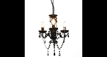 Kroonluchter met kralen rond 3xE14 zwart