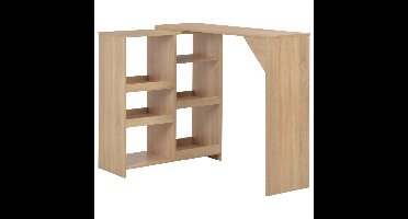 Bartafel met verplaatsbaar schap 138x39x110 cm eikenkleurig