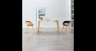Eetkamerstoelen 2 st gebogen hout en kunstleer zwart