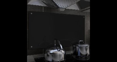 Spatscherm keuken 90x50 cm gehard glas zwart