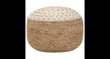 Poef handgemaakt 45x30 cm jute wit
