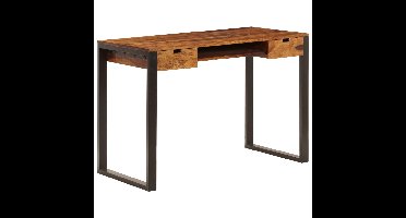 Bureau 110x55x78 cm massief sheeshamhout en staal