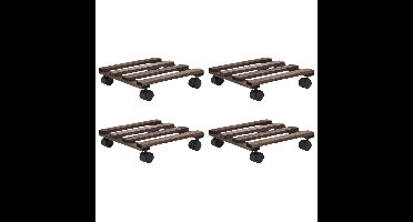 Plantenrollers 4 st 25x25 cm cederhout