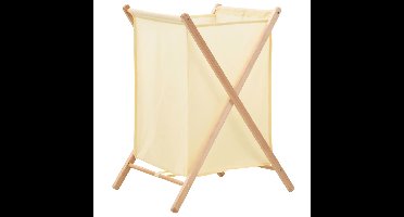 Wasmand 42x41x64 cm cederhout en stof beige