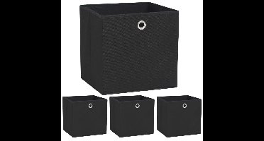 Opbergdozen 32x32x32 cm ongeweven stof zwart 4 stuks