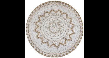 Tapijt met print rond 90 cm gevlochten jute