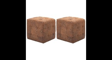 Poef 2 st 30x30x30 cm kunstsuède bruin