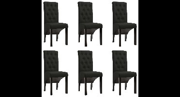 Eetkamerstoelen 6 st stof zwart