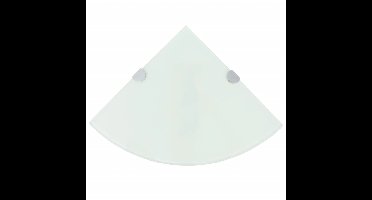 Hoekschap met chromen dragers 25x25 cm glas wit
