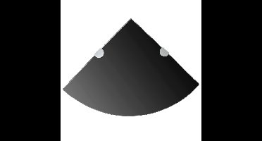 Hoekplank met chromen dragers zwart 25x25 cm glas