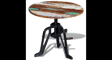 Bijzettafel 60x(42-63) cm massief gerecycled hout en gietijzer
