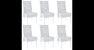 Eetkamerstoelen 6 st kubu rattan en mangohout lichtbruin