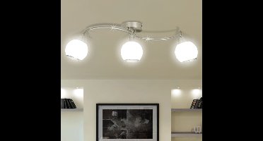 Plafondlamp glazen kappen + golvende rail voor 3 x E14 peertjes