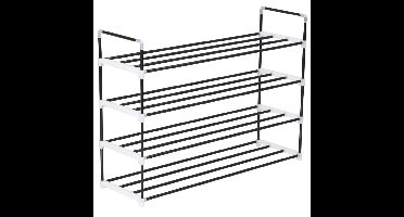 Schoenenrek met 4 schappen metaal en kunststof zwart