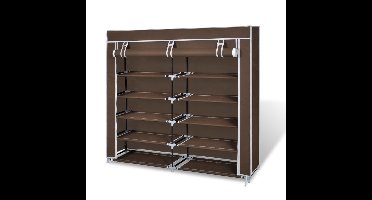 Schoenenkast met hoes 115x28x110 stof bruin
