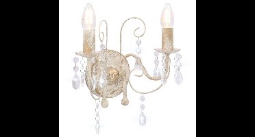 Wandlamp met kralen 2xE14 antiekwit