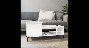 Salontafel 100x50x45 cm bewerkt hout hoogglans wit
