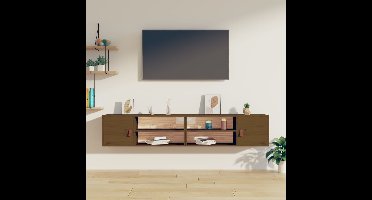 Wandkasten 2 st 80x30x30 cm massief grenenhout honingbruin