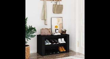 Schoenenrek 75x35x45 cm bewerkt hout zwart