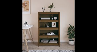 Boekenkast 80x35x126 cm massief grenenhout honingbruin