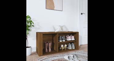 Schoenenkast 100x35x45 cm bewerkt hout bruin eikenkleur