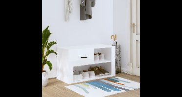 Schoenenkast 80x35x45 cm bewerkt hout hoogglans wit