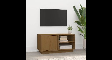 Tv-meubel 80x35x40,5 cm massief grenenhout honingbruin