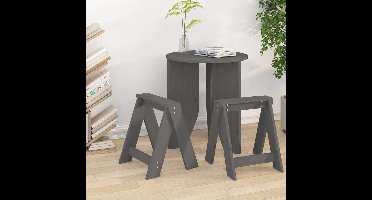 Krukken 2 st 40x40x45 cm massief grenenhout grijs