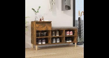 Schoenenkast 102x36x60 cm bewerkt hout gerookt eikenkleurig