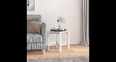 SalontafelØ 52,5x45 cm massief grenenhout wit