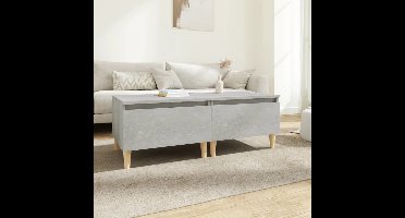 Bijzettafels 2 st 50x46x35 cm bewerkt hout betongrijs